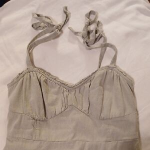 Hollister Womens Large Light Green Tie-Shoulder Midi Dress